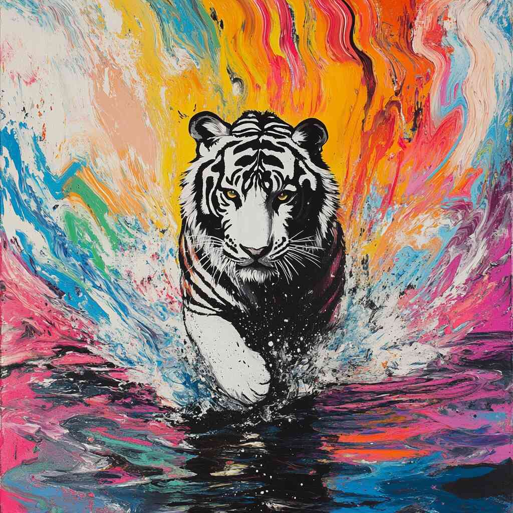 Malen nach Zahlen - Sturm der Wildnis, weißer Tiger