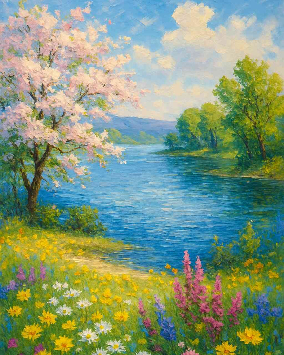 Malen nach Zahlen - Frühlingspoesie am See