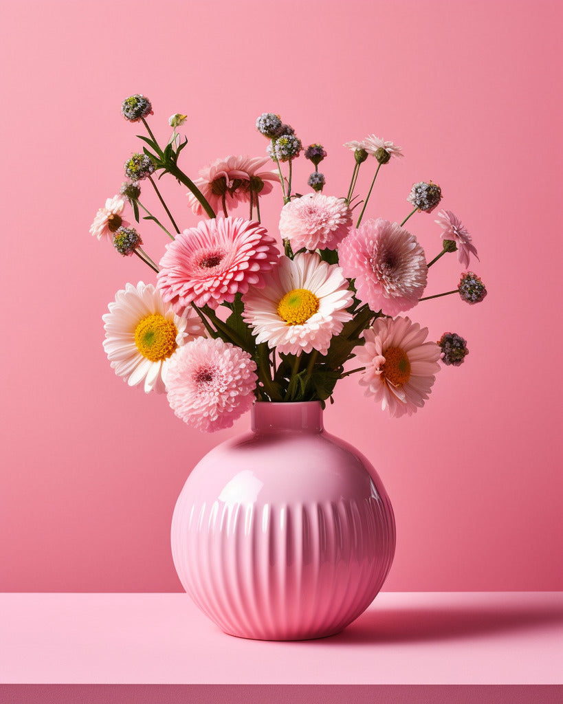 Blumenenvase, Rosa - Malen nach Zahlen