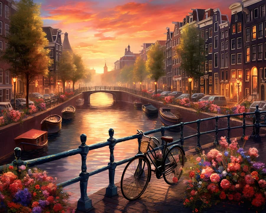 Amsterdam, Fahrräder – Malen nach Zahlen