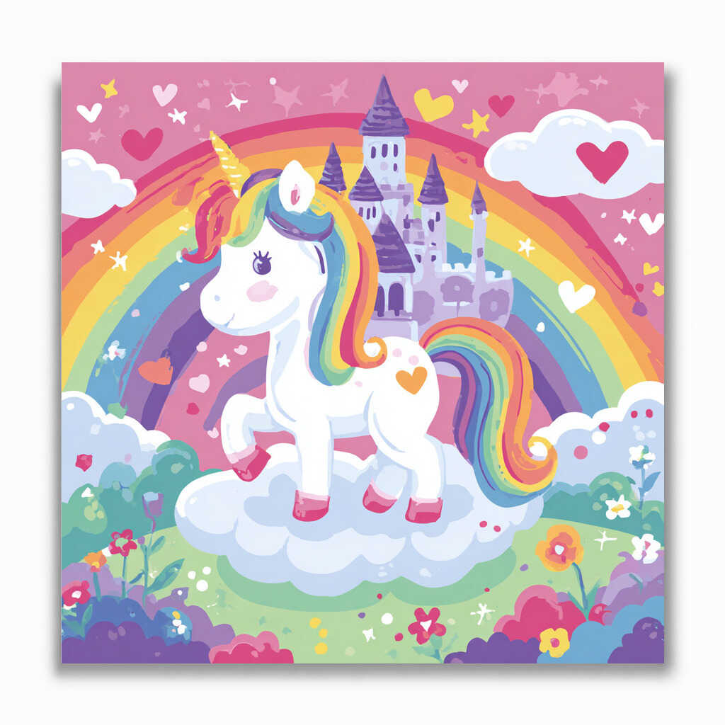 Malen nach Zahlen - Einhornzauber über dem Regenbogenland