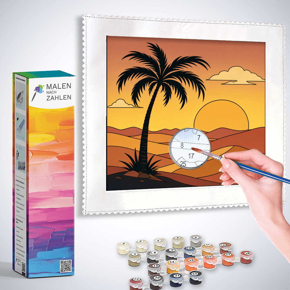 Malen nach Zahlen - Sonnenuntergang in der Oase