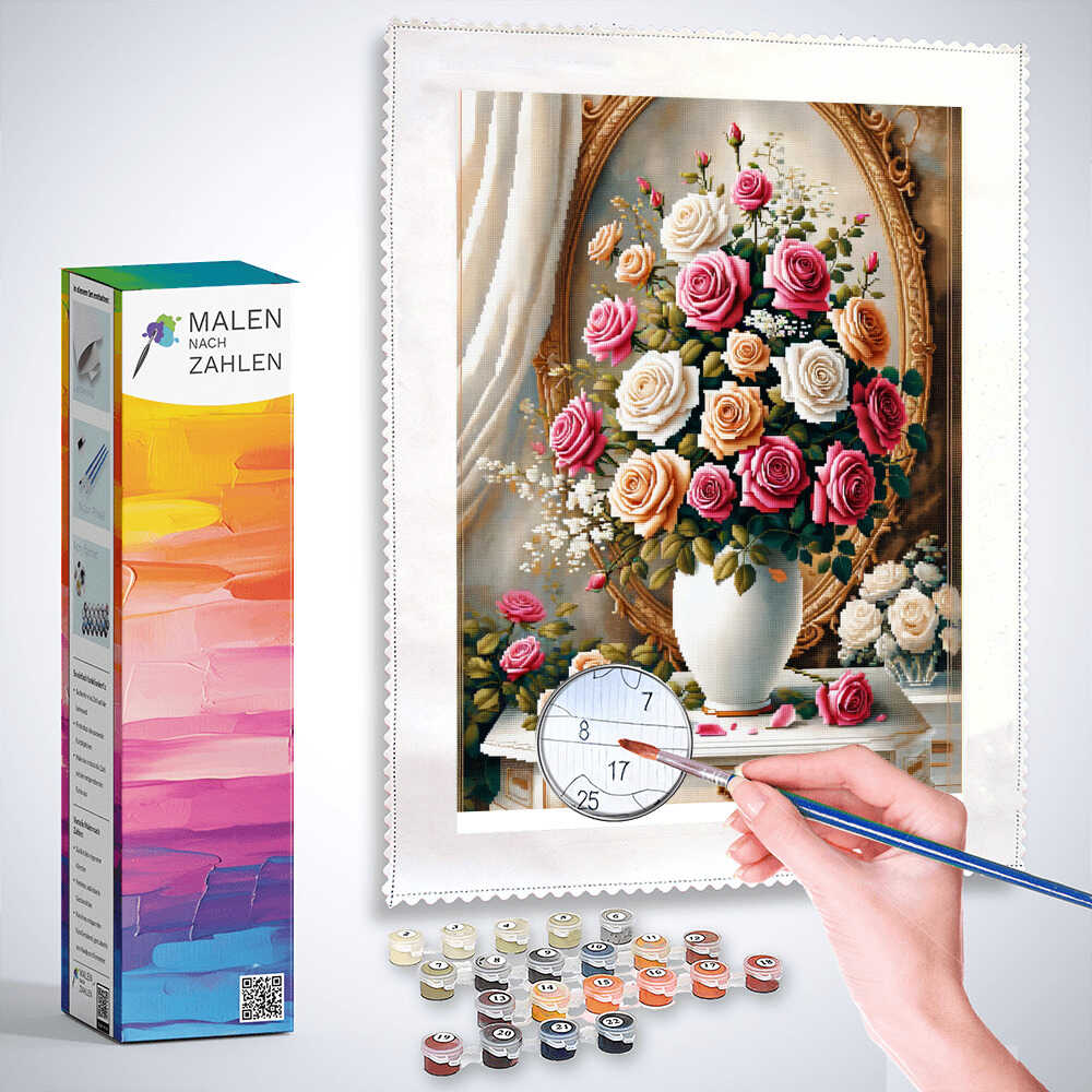 Malen nach Zahlen - Rosenstrauß, Edel