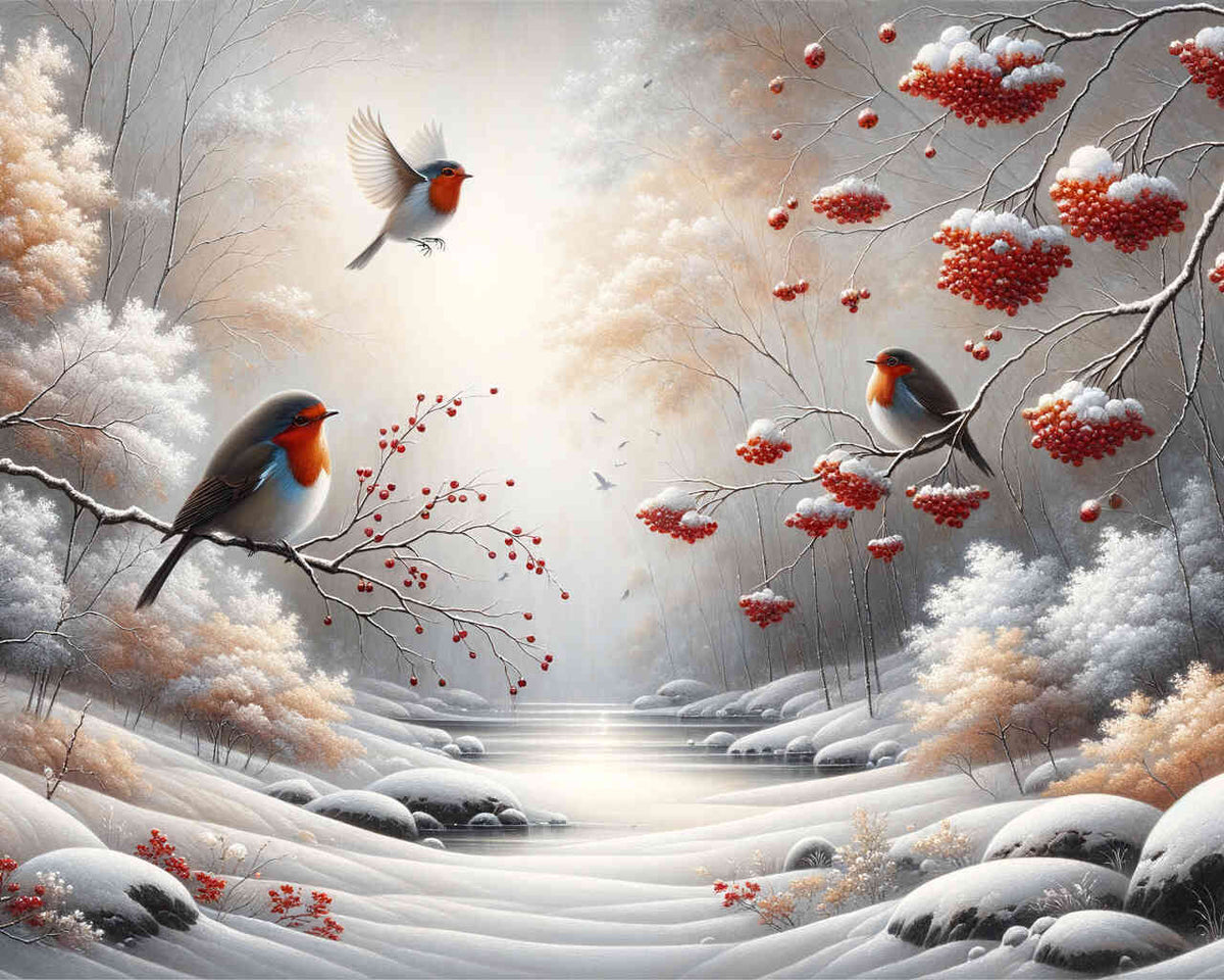 Vögel im Winter – Malen nach Zahlen