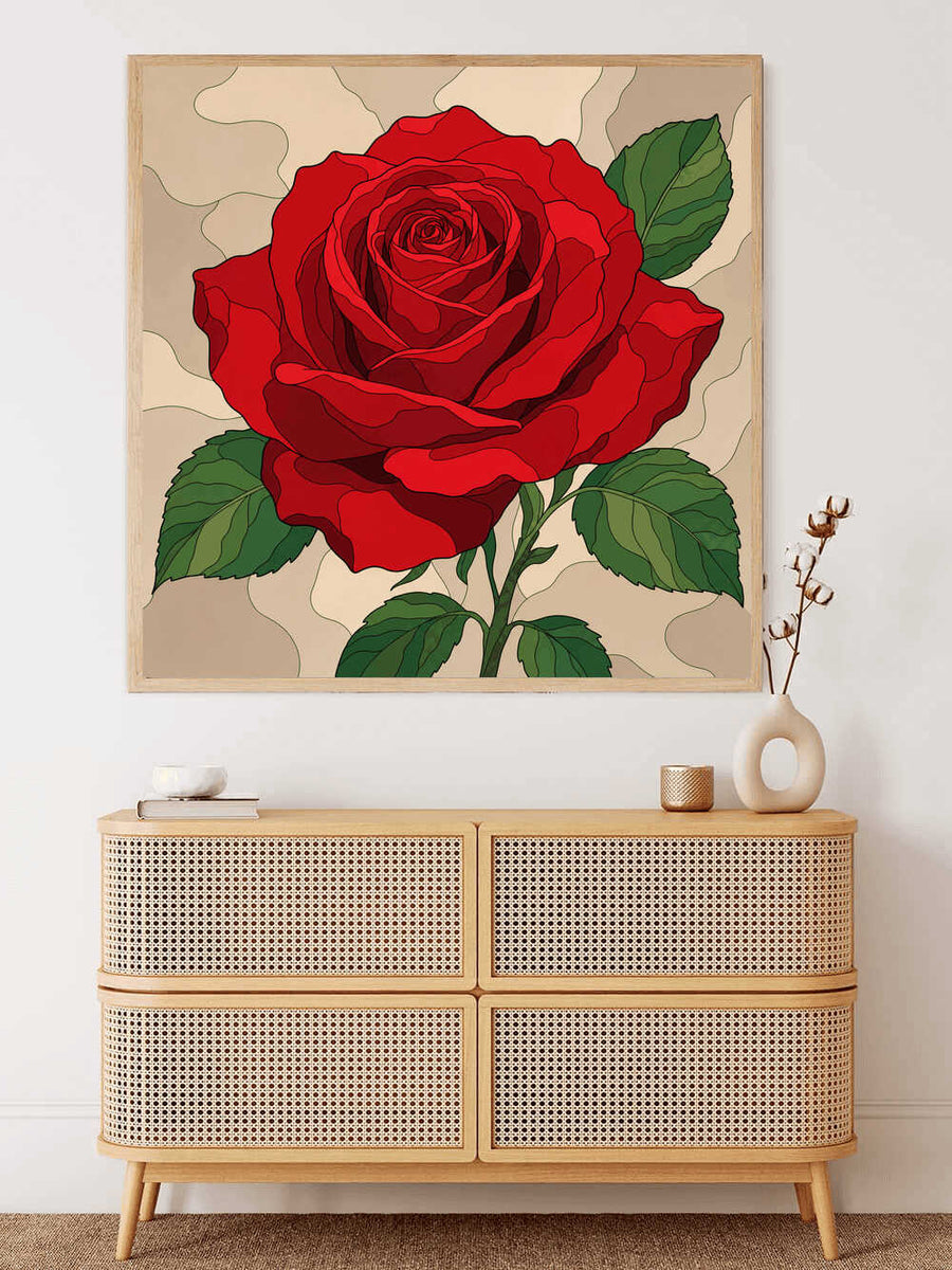 Malen nach Zahlen - Ewige Blüte – Die rote Rose