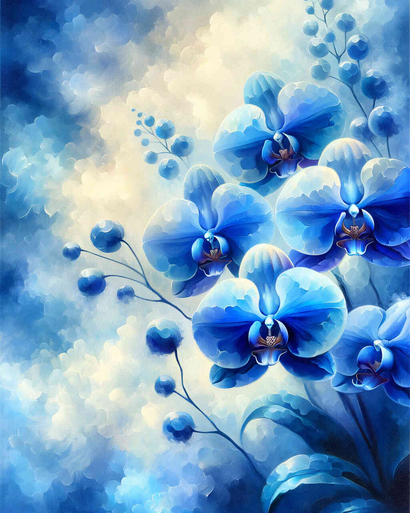 Malen nach Zahlen - Orchidee blüht blau