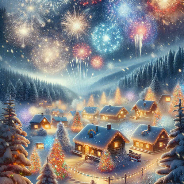 Malen nach Zahlen - Silvester, Winterdorf