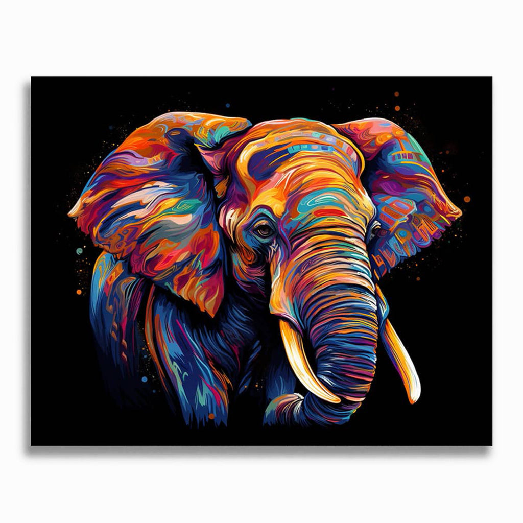 Elefant seitlich, Abstrakt - Malen nach Zahlen