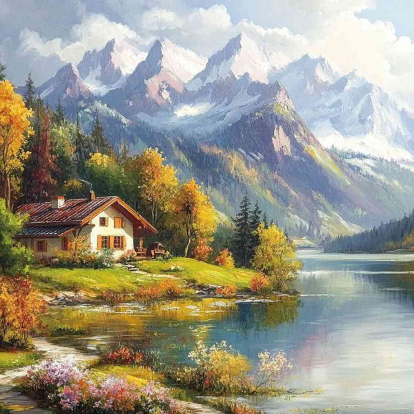 Malen nach Zahlen - Haus am Bergsee