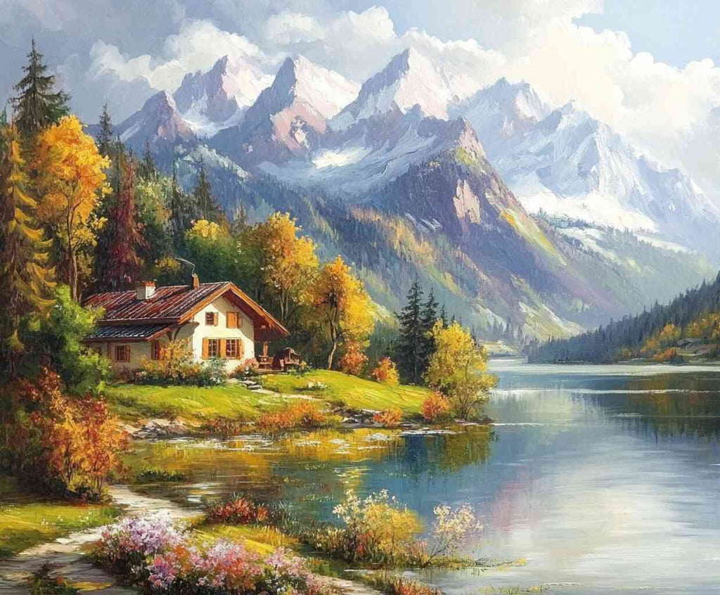 Malen nach Zahlen - Haus am Bergsee