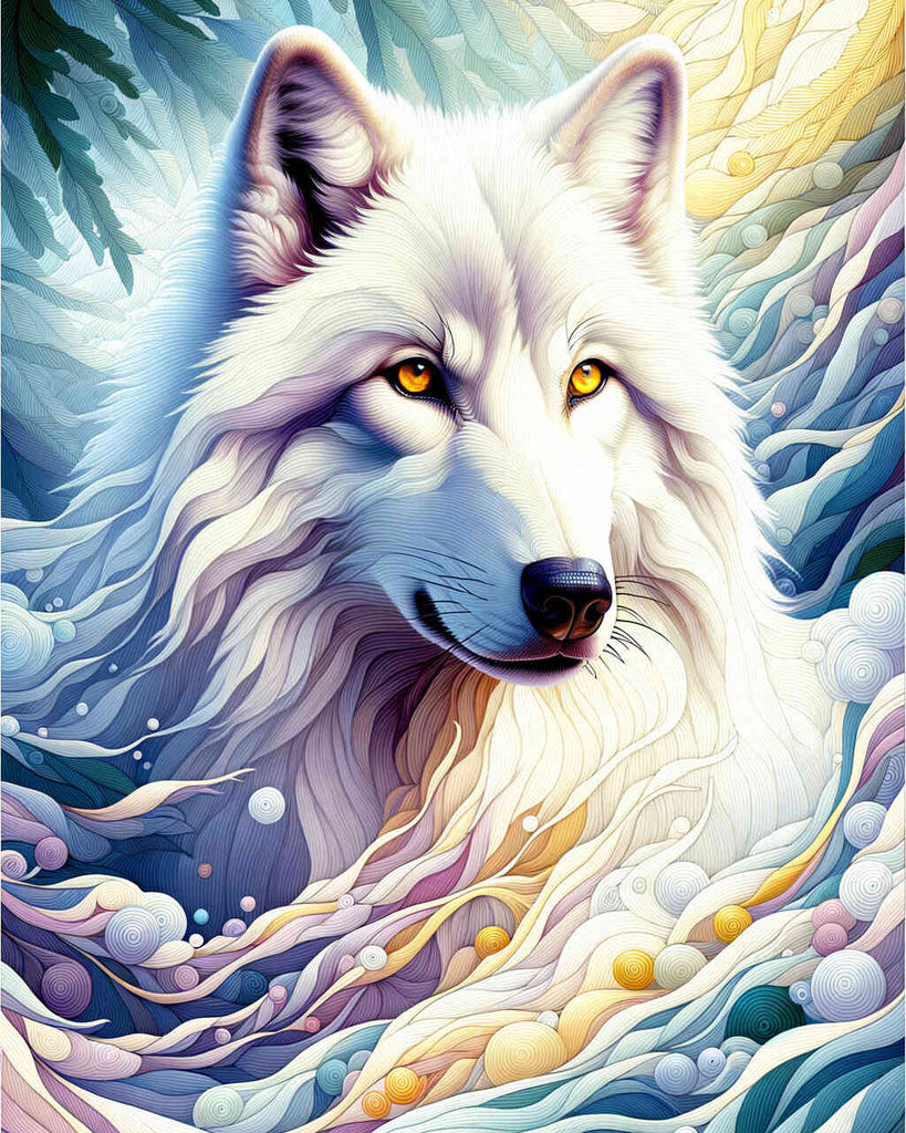 Malen nach Zahlen - Weißer Wolf Porträt
