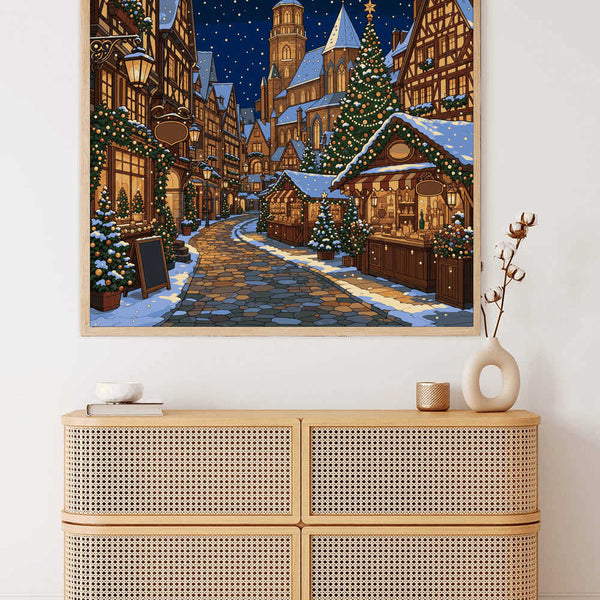 Malen nach Zahlen - Winternacht auf dem Weihnachtsmarkt