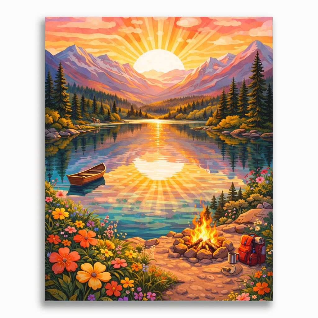 Malen nach Zahlen - Sonnenzauber am See