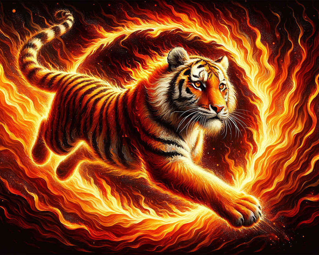 Tiger, Flammen – Malen nach Zahlen