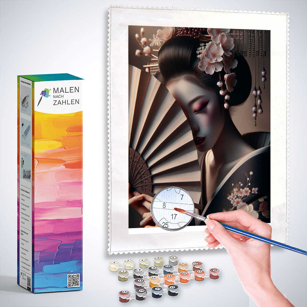 Malen nach Zahlen - Geisha mit Fächer