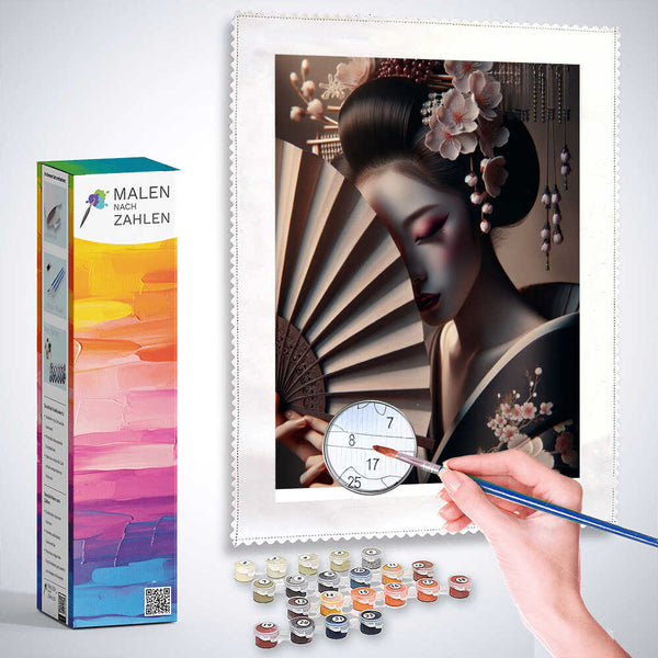 Malen nach Zahlen - Geisha mit Fächer