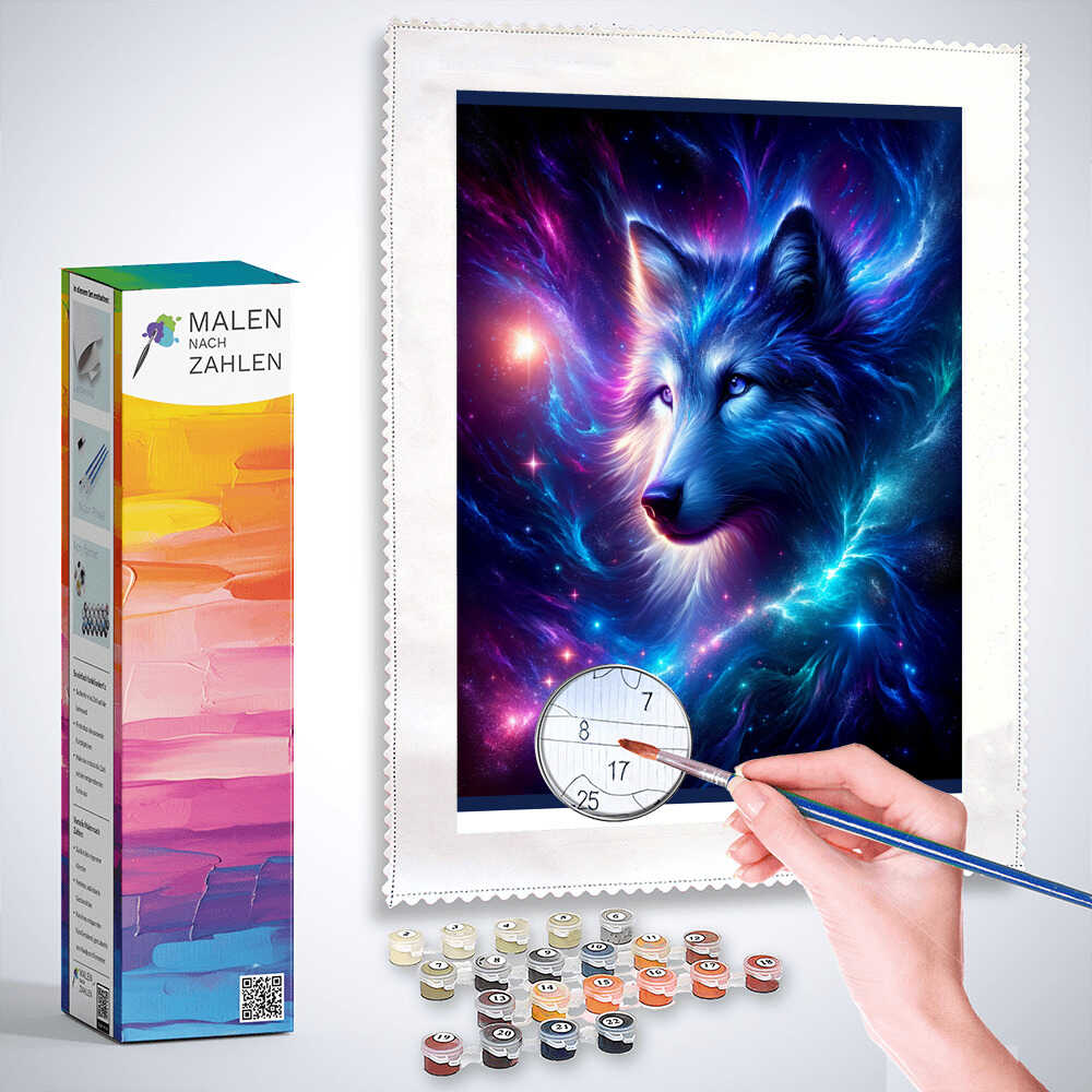Malen nach Zahlen - Leuchtender Wolf