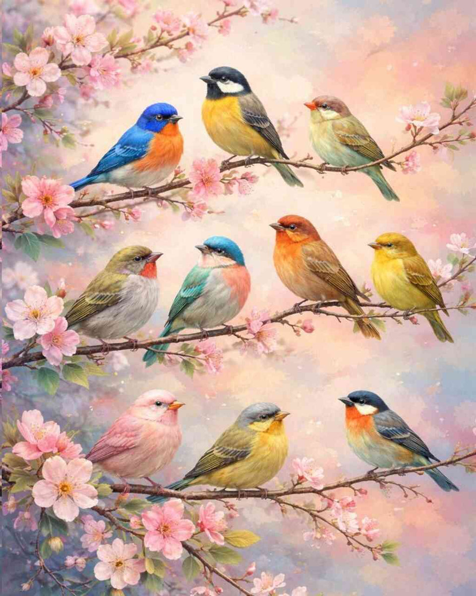 Malen nach Zahlen - Melodie des Frühlings, Vogelgezwitscher