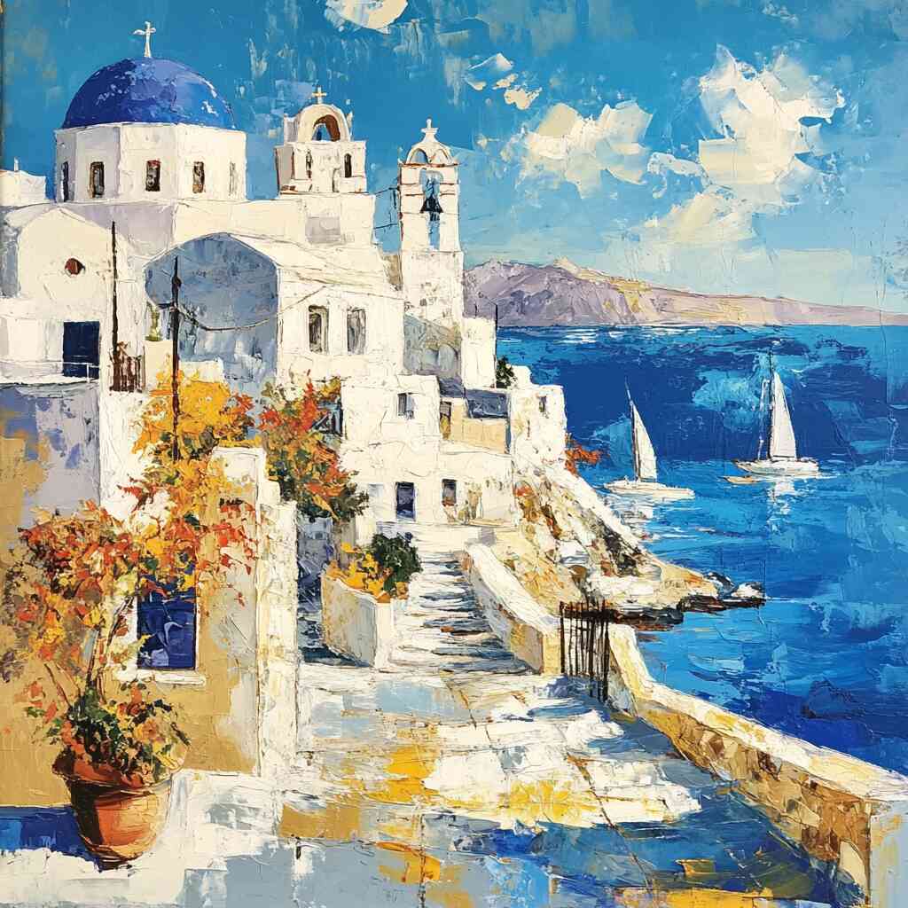 Malen nach Zahlen - Sonnenzauber über Santorini