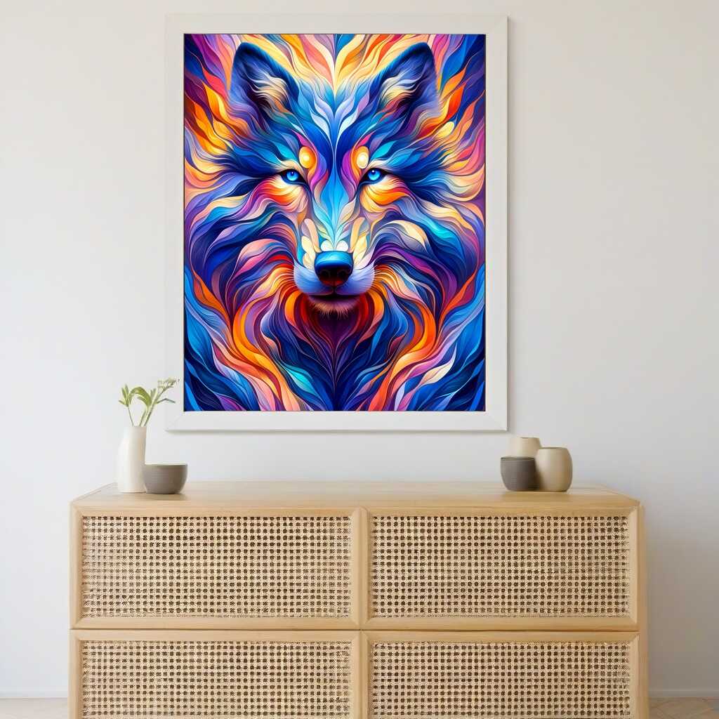 Wolf frontal abstrakt - Malen nach Zahlen