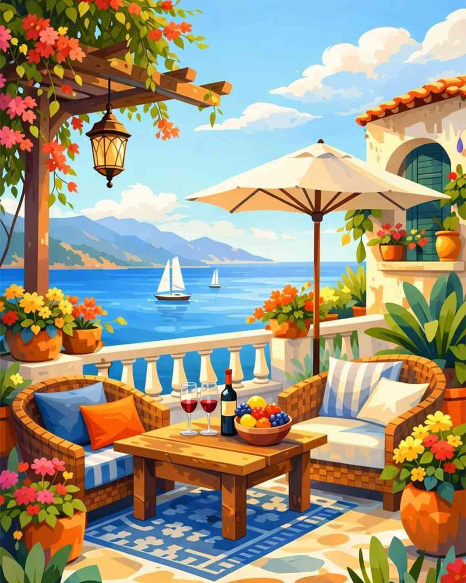 Malen nach Zahlen - Mediterrane Sommerträume, Abstrakt