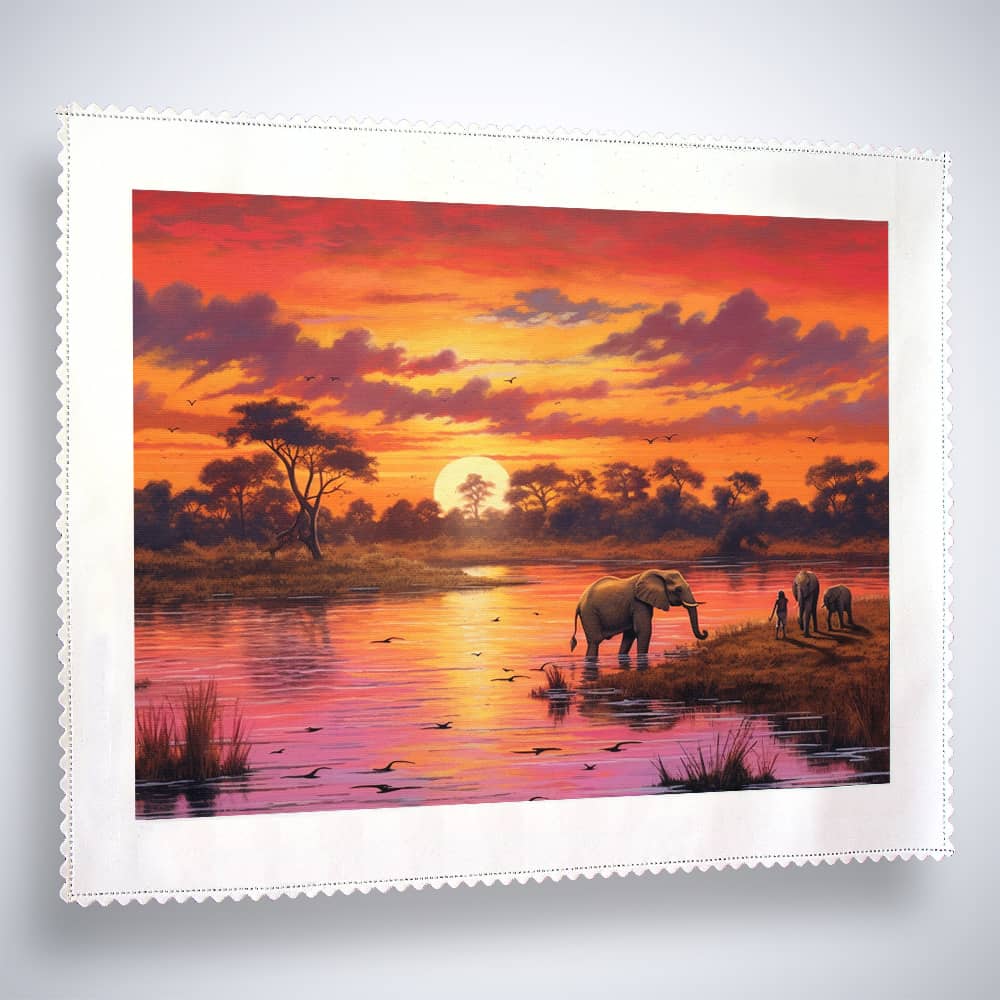 Afrika, Abendrot mit Fluss - Malen nach Zahlen