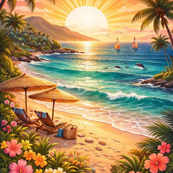 Malen nach Zahlen - Sonnenzauber am Paradiesstrand