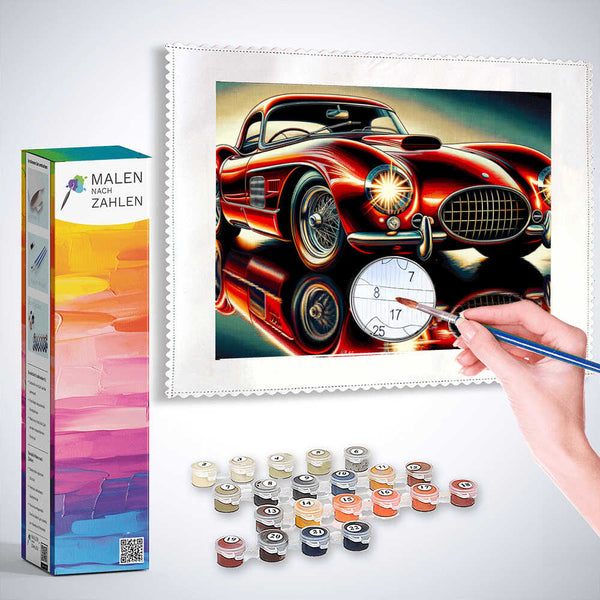 Rotes Auto Front – Malen nach Zahlen