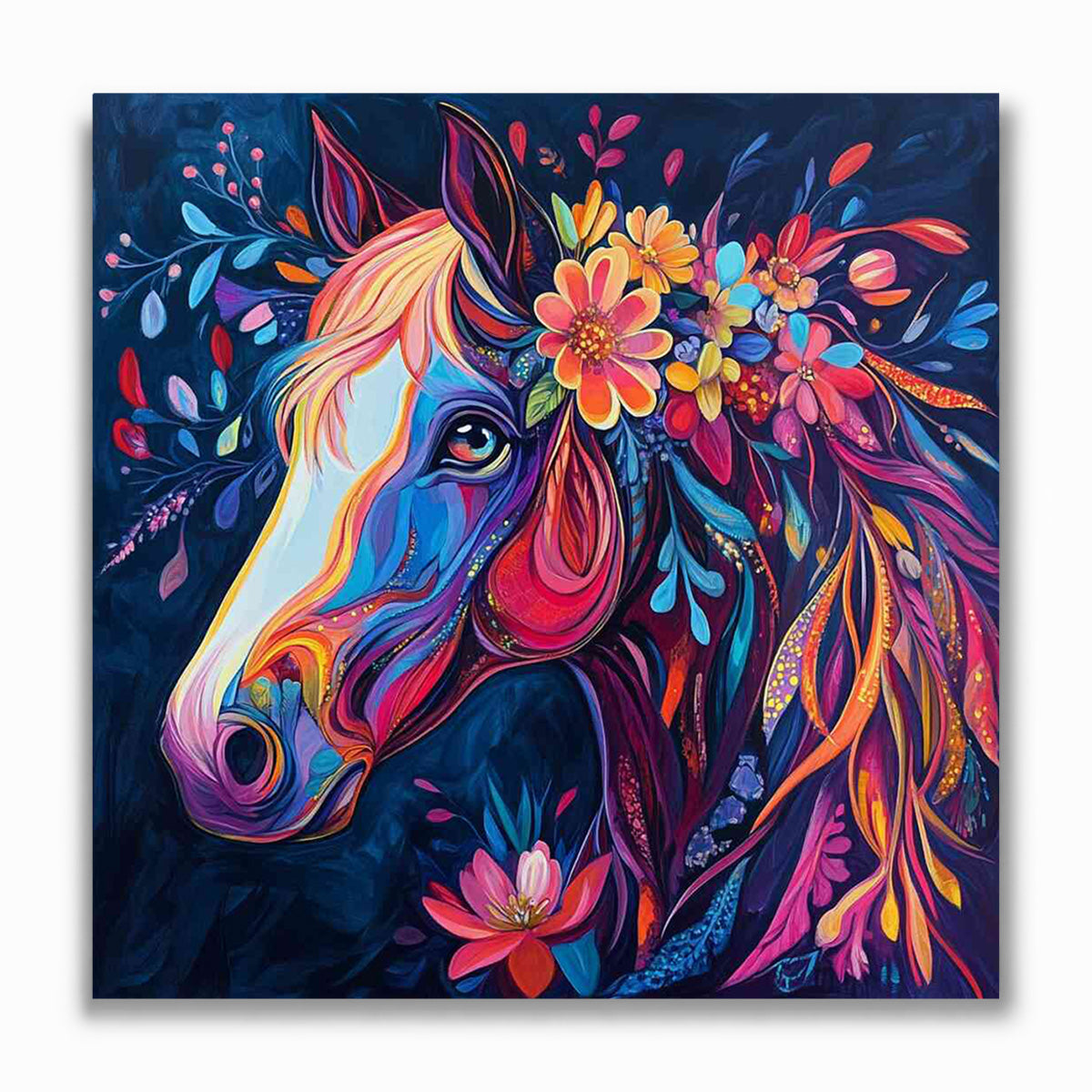 Malen nach Zahlen - Farben des Wilden Herzens, Pferd mit Blumen