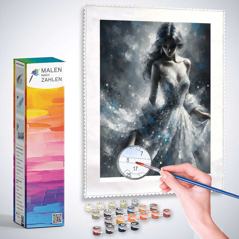 Frau in Weißem Kleid – Malen nach Zahlen