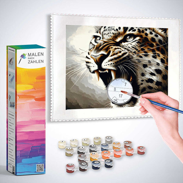Leopard, Brüllend – Malen nach Zahlen