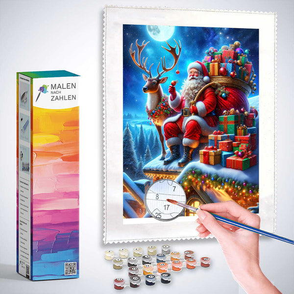 Malen nach Zahlen - Voll bepackter Weihnachtsmann