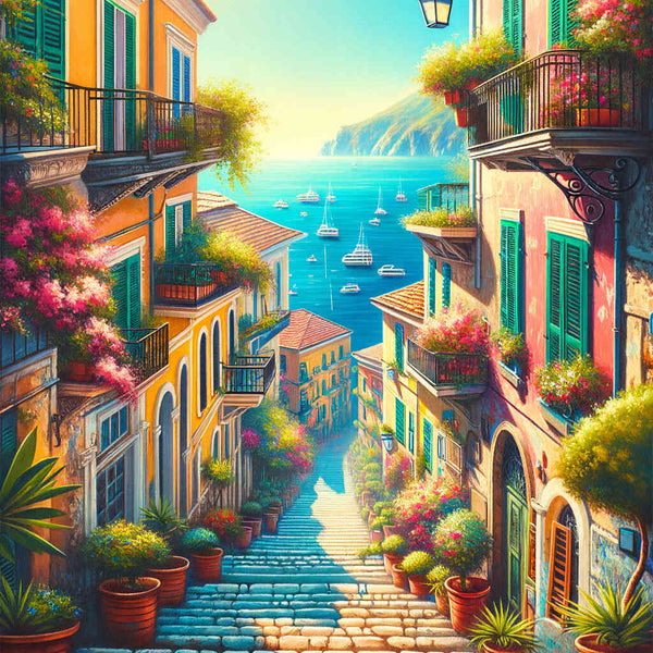 Malen nach Zahlen - Treppenstraße am Meer