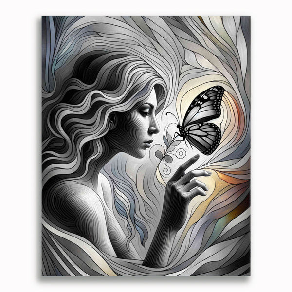 Frau mit Schmetterling – Malen nach Zahlen
