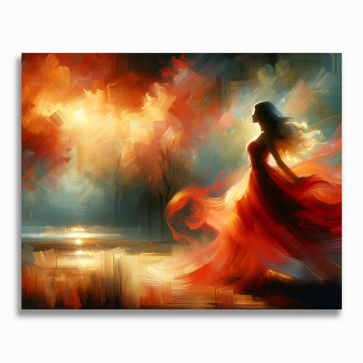 Frau mit wehendem Kleid – Malen nach Zahlen