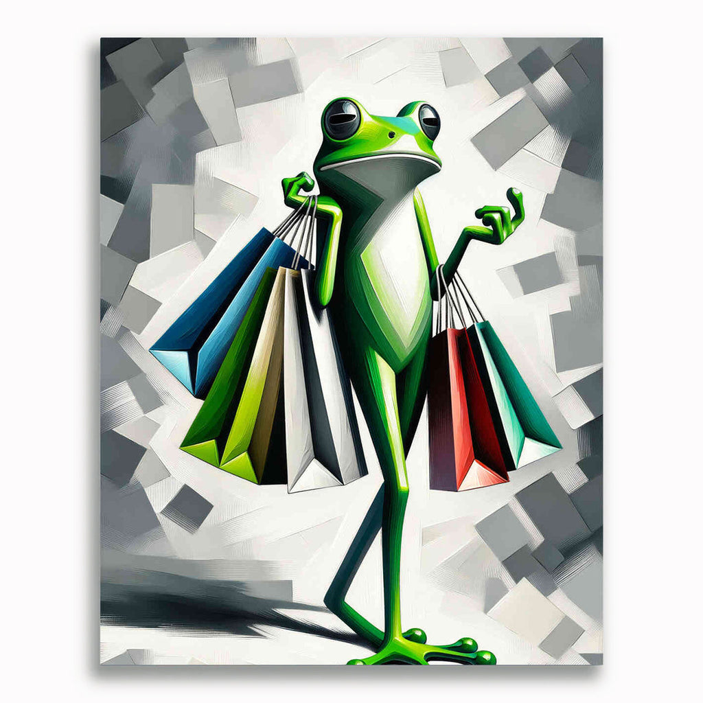 Frosch mit Taschen – Malen nach Zahlen