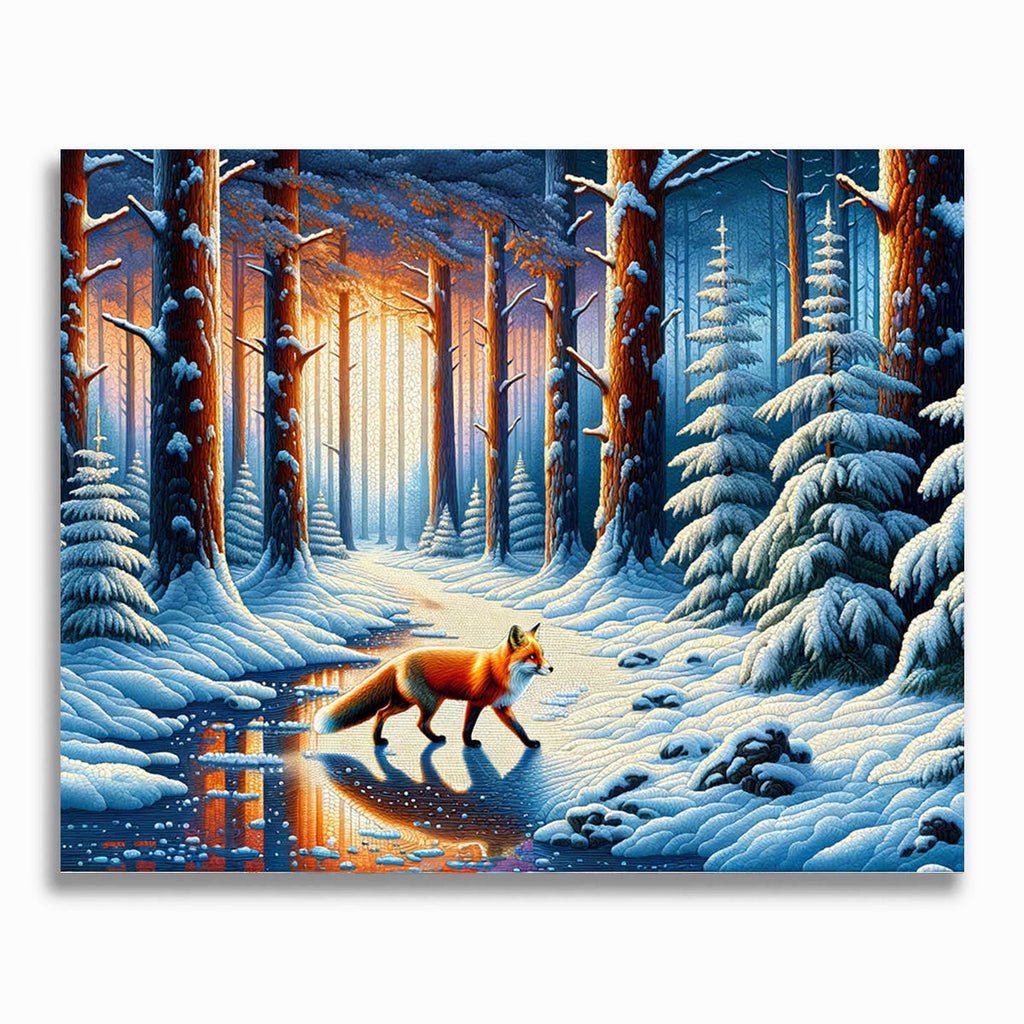 Fuchs im Winterwald – Malen nach Zahlen