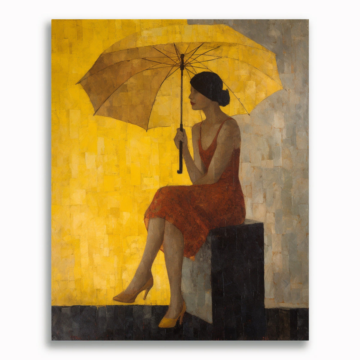 Gelber Regenschirm - Malen nach Zahlen