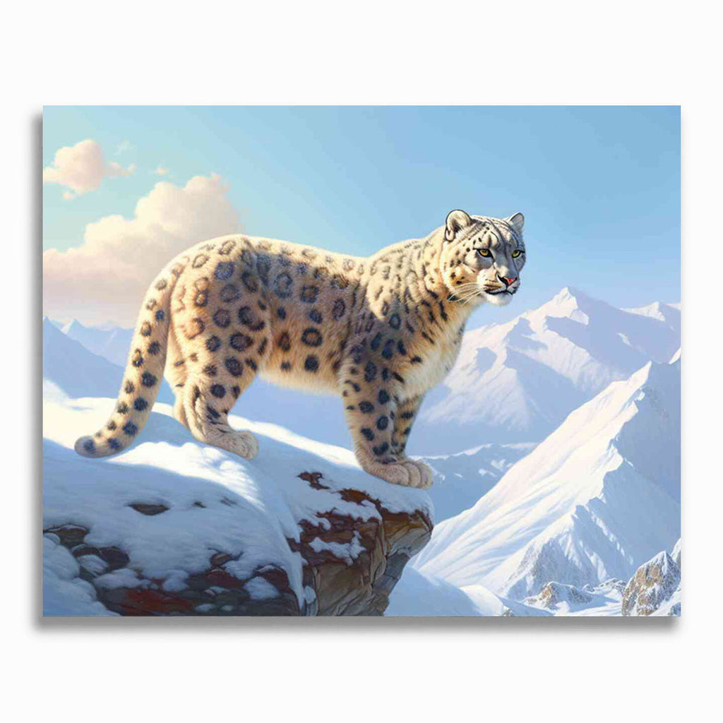 Malen nach Zahlen - Gipfelwächter in Stille, Schneeleopard