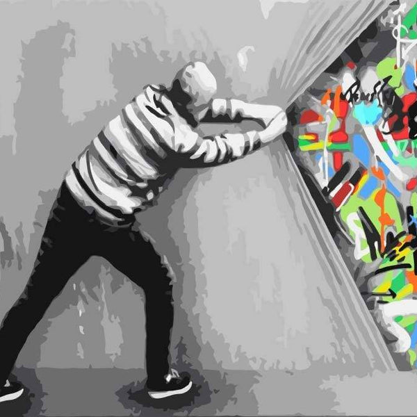 Grauer Vorhang, Martin Whatson - Banksy