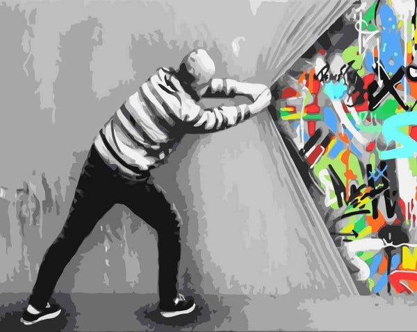 Grauer Vorhang, Martin Whatson - Banksy