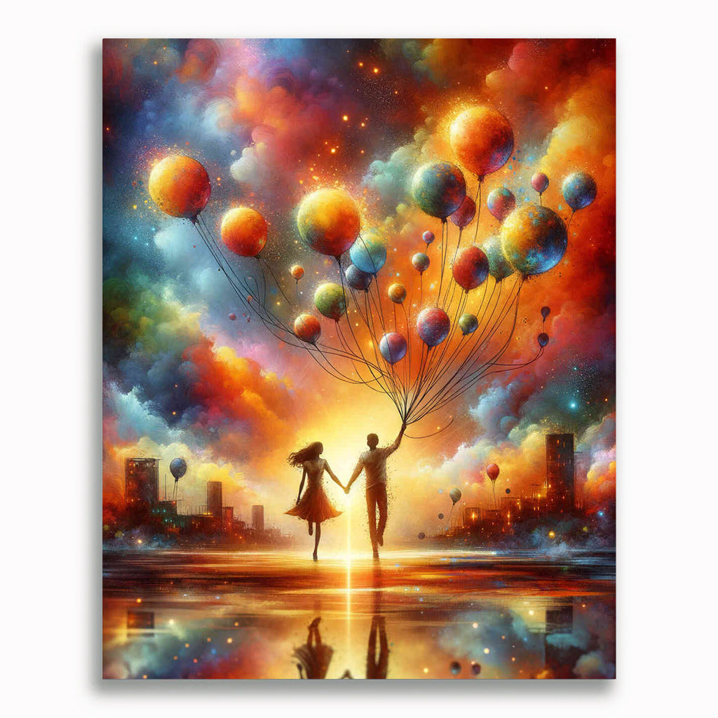 Hand in Hand, Ballons - Malen nach Zahlen