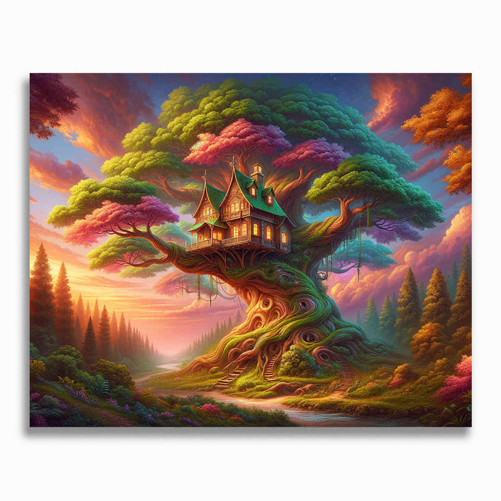 Haus im Baum - Malen nach Zahlen