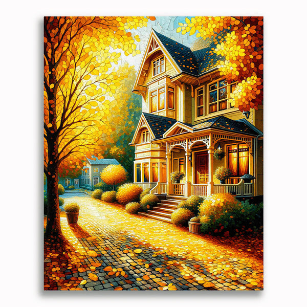 Haus, Laubbaum – Malen nach Zahlen