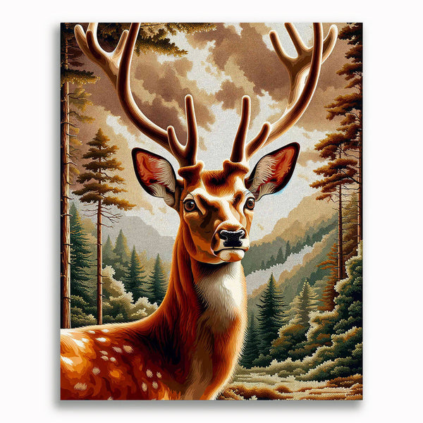 Hirsch in Brauntönen – Malen nach Zahlen
