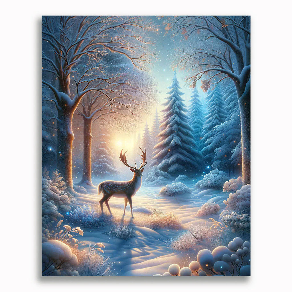 Hirsche im Winter – Malen nach Zahlen