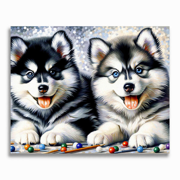 Husky Welpen – Malen nach Zahlen