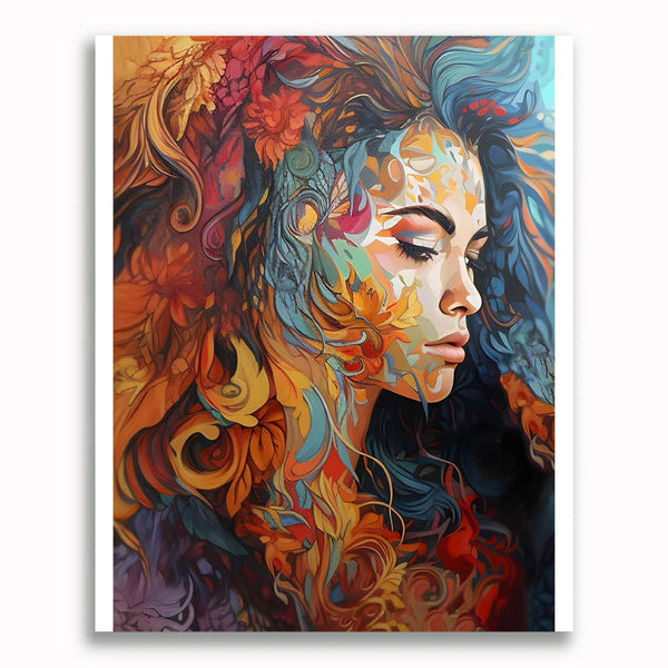 Malen nach Zahlen - Junge Frau mit Blumenhaar