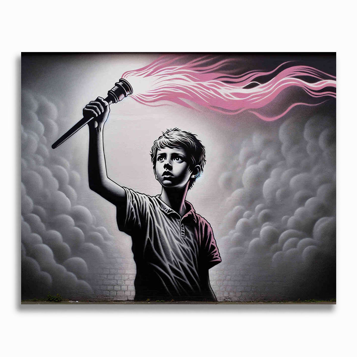 Junge mit Fackel - Banksy