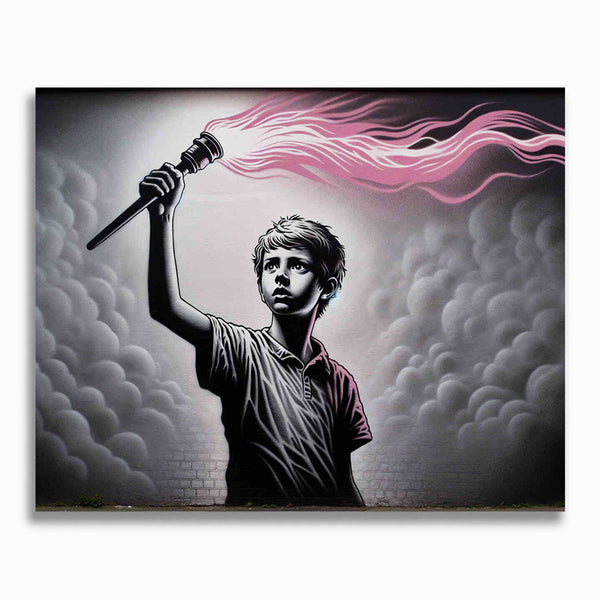 Junge mit Fackel - Banksy